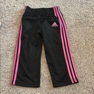 Adidas Kids Black Sweatpants with Pink Accents